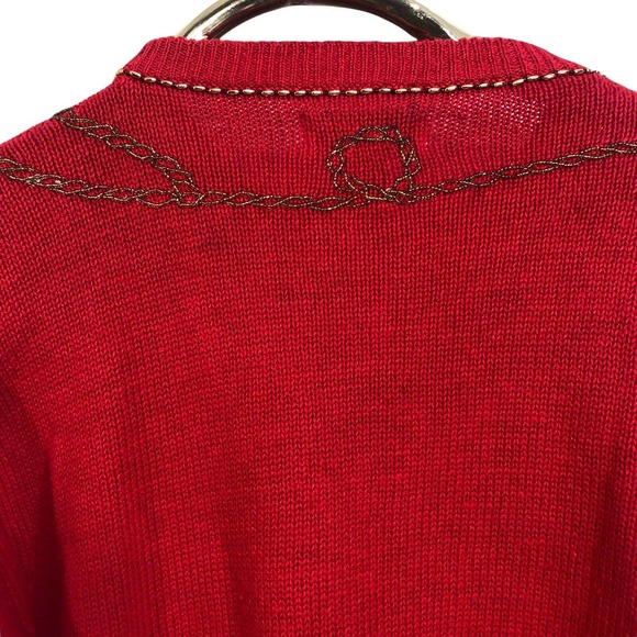 Vintage Britany Leigh Sweater Red Beaded Sequined Tassel Knit - Picture 8 of 8